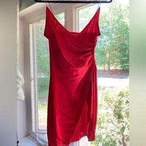 Red silk dress size M